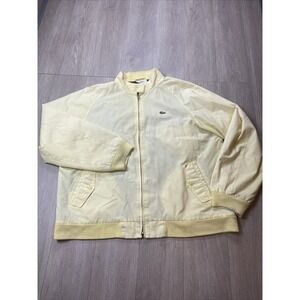 VTG 70's Izod Lacoste Jacket Mens XL Light Yellow Full Zip Bomber Plaid Lined